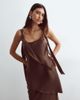 ARRANGE ARRANGE tie shoulders satin maxi dress in chocolate-Brown - 1