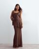 ARRANGE ARRANGE tie shoulders satin maxi dress in chocolate-Brown - 2
