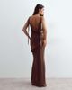 ARRANGE ARRANGE tie shoulders satin maxi dress in chocolate-Brown - 4