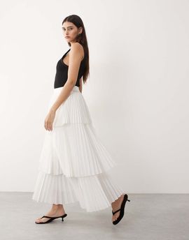 ARRANGE ARRANGE tiered pleated midaxi skirt in white