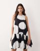 ARRANGE ARRANGE trapeze bubble hem mini dress in spot print-Multi - 1