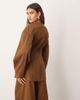 ARRANGE ARRANGE twill sculpted blazer in brown - part of a set - 4