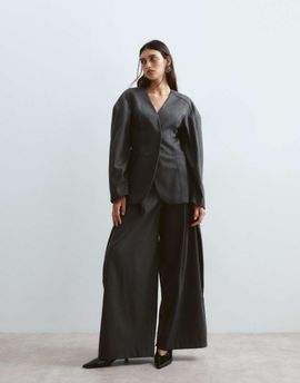 ARRANGE ARRANGE twill wide leg pants in gray - part of a set