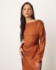 ARRANGE ARRANGE twist shoulder long sleeve hybrid maxi dress in caramel-Brown - 2