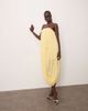 ARRANGE ARRANGE twisted drape bandeau midi dress in sequin fringe in buttermilk-Yellow - 4
