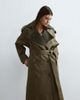 ARRANGE ARRANGE two tone lapel double breasted trench coat in khaki green - 3