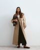 ARRANGE ARRANGE two tone lapel double breasted trench coat in tan-Brown - 1