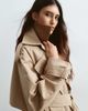 ARRANGE ARRANGE two tone lapel double breasted trench coat in tan-Brown - 2