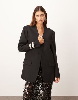 ARRANGE ARRANGE ultimate collarless blazer in black