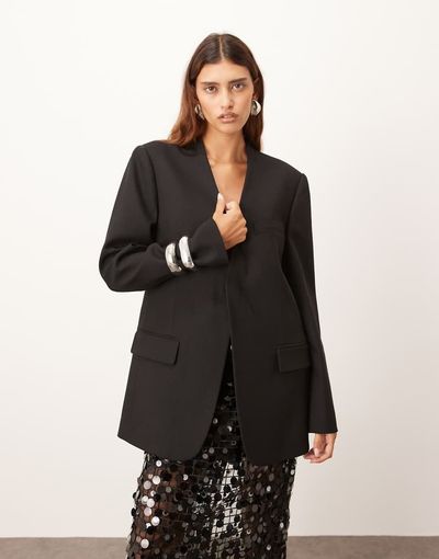 ARRANGE ARRANGE ultimate collarless blazer in black