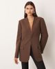 ARRANGE ARRANGE ultimate collarless straight blazer in chocolate-Brown - 2
