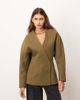 ARRANGE ARRANGE ultimate heavy twill cinched waist sculpted blazer in olive-Green - 1