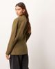 ARRANGE ARRANGE ultimate heavy twill cinched waist sculpted blazer in olive-Green - 4