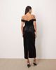 ARRANGE ARRANGE velvet off shoulder maxi dress with ruched bodice and column skirt in black - 3