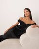 ARRANGE ARRANGE velvet off shoulder maxi dress with ruched bodice and column skirt in black - 4