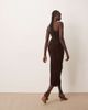 ARRANGE ARRANGE velvet rouleau embroidered bandeau midi dress in brown - 3
