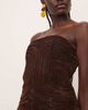 ARRANGE ARRANGE velvet rouleau embroidered bandeau midi dress in brown - 4