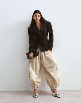 ARRANGE ARRANGE waist seam balloon leg pants in stone-Neutral
