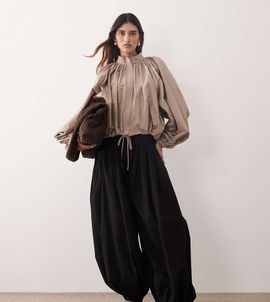 ARRANGE ARRANGE waist seam detail balloon cuffed pants in black