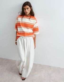 ARRANGE ARRANGE Willa elastic waist drawstring pants in washed bone-White