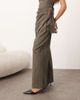 ARRANGE ARRANGE wool look pleated wide leg pants in dark khaki green - part of a set - 2
