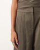 ARRANGE ARRANGE wool look pleated wide leg pants in dark khaki green - part of a set - 4