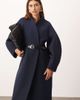 ARRANGE ARRANGE wool mix cinched waist ovoid sleeves coat in navy - 2