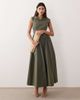 ARRANGE ARRANGE wrap dropped waist maxi dress in dark khaki green - 1