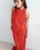 ARRANGE ARRANGE wrap halter maxi dress with draped waist detail in red - 1