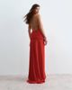 ARRANGE ARRANGE wrap halter maxi dress with draped waist detail in red - 4