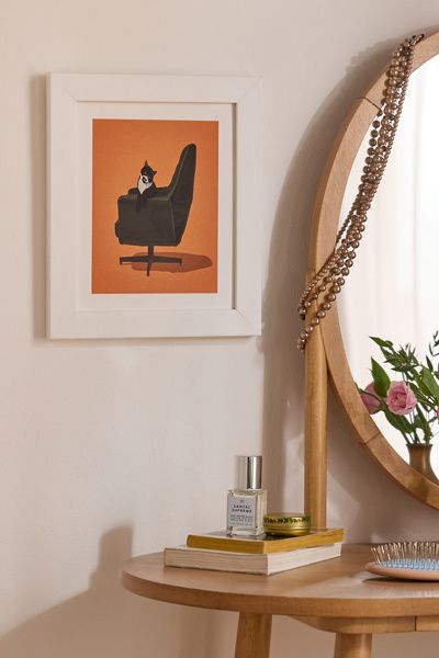Artcatillustrated Artcatillustrated Cats On Chairs Collection 4 Art Print in White Matte Frame at Urban Outfitters