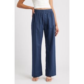 ARTLESS FOREVER ARTLESS FOREVER Pull-On Linen & Cotton Wide Leg Pants