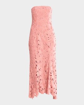 As It May Aurelie Strapless Velvet Lace Midi Dress