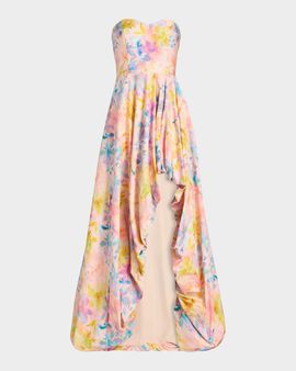 As It May Ava Floral Faille High-Low Gown