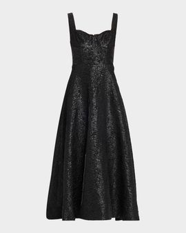 As It May Julia Sweetheart Organza Jacquard Midi Dress