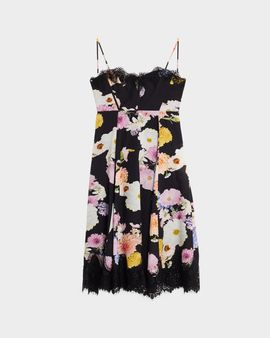 As It May Junia Lace-Trim Floral Linen Mini Dress