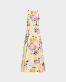 As It May Mirelle Sleeveless Floral-Print Cutout Gown