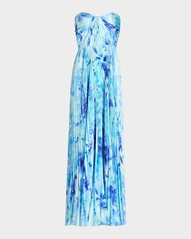 As It May Naomi Abstract Print Satin Strapless Gown