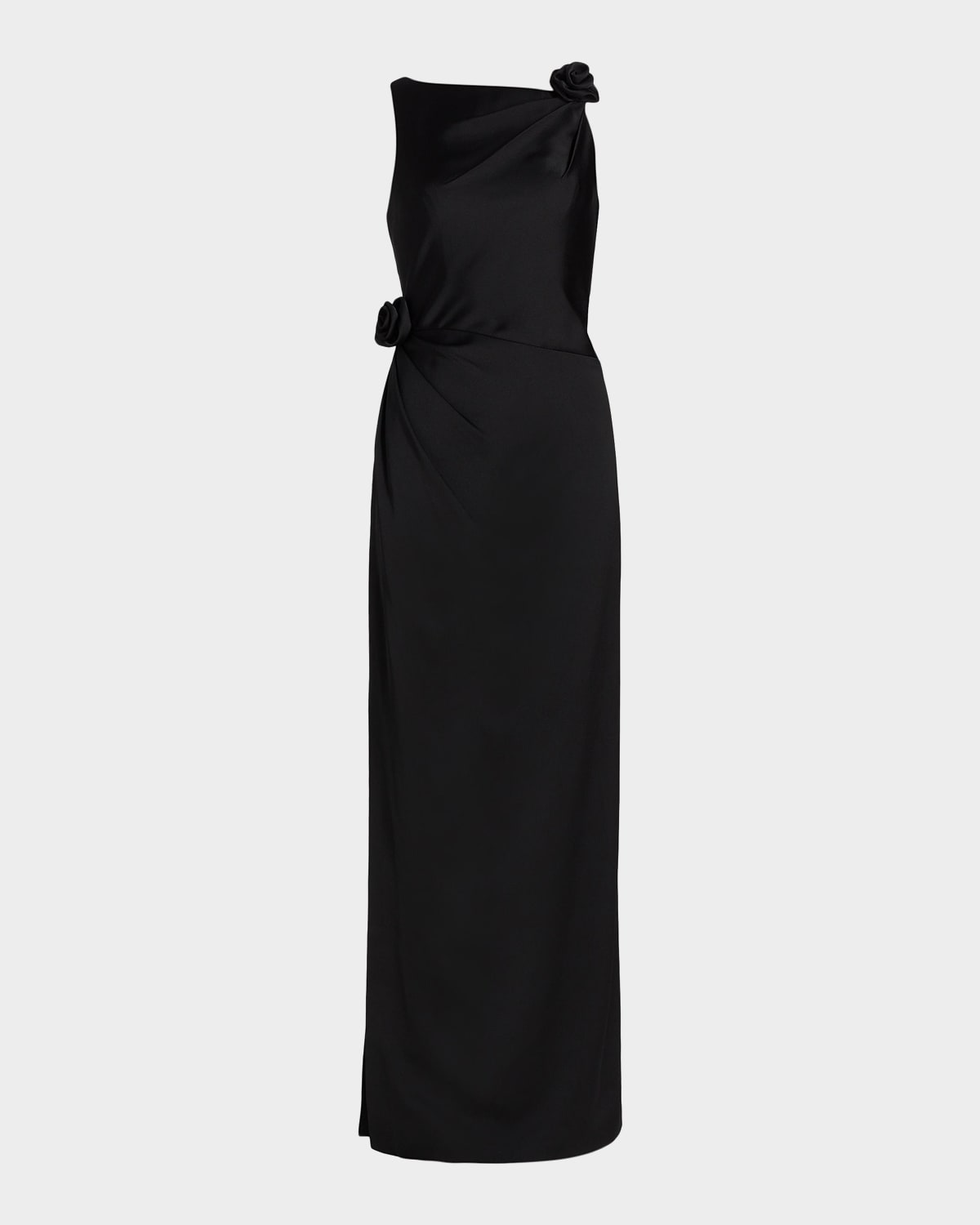 As It May Rosette Draped Column Gown