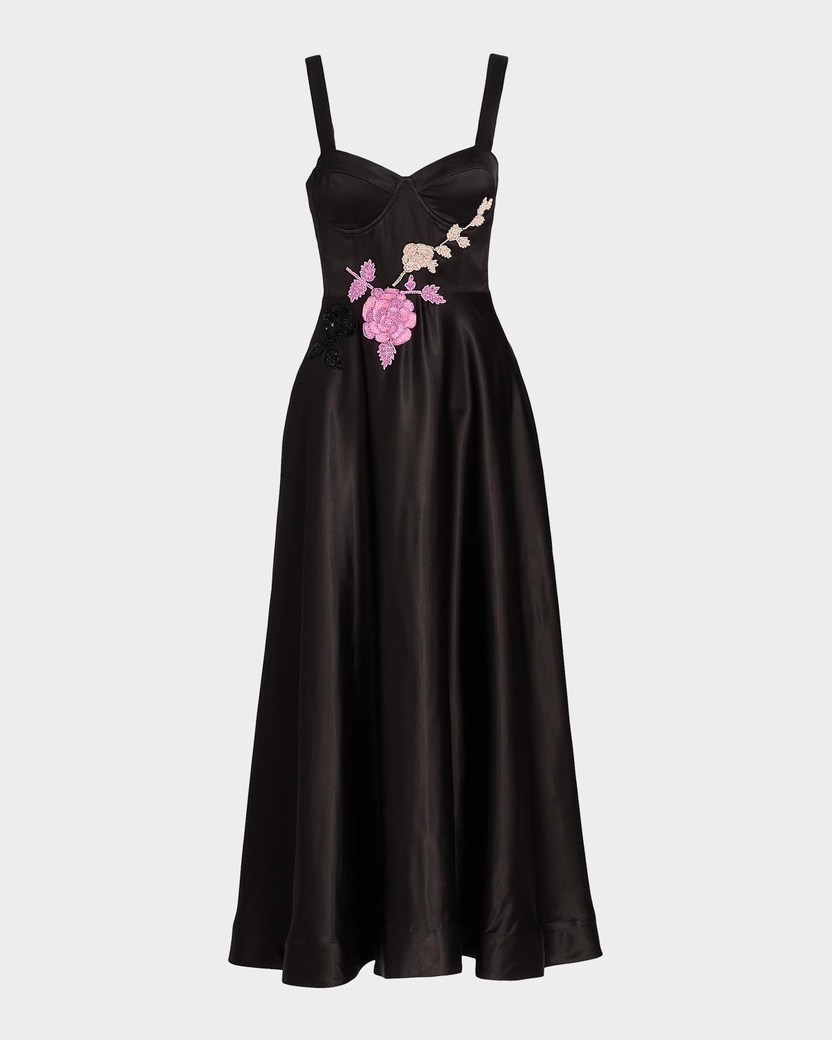 As It May Satin Embroidered Floral Cocktail Dress