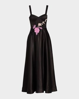 As It May Satin Embroidered Floral Cocktail Dress
