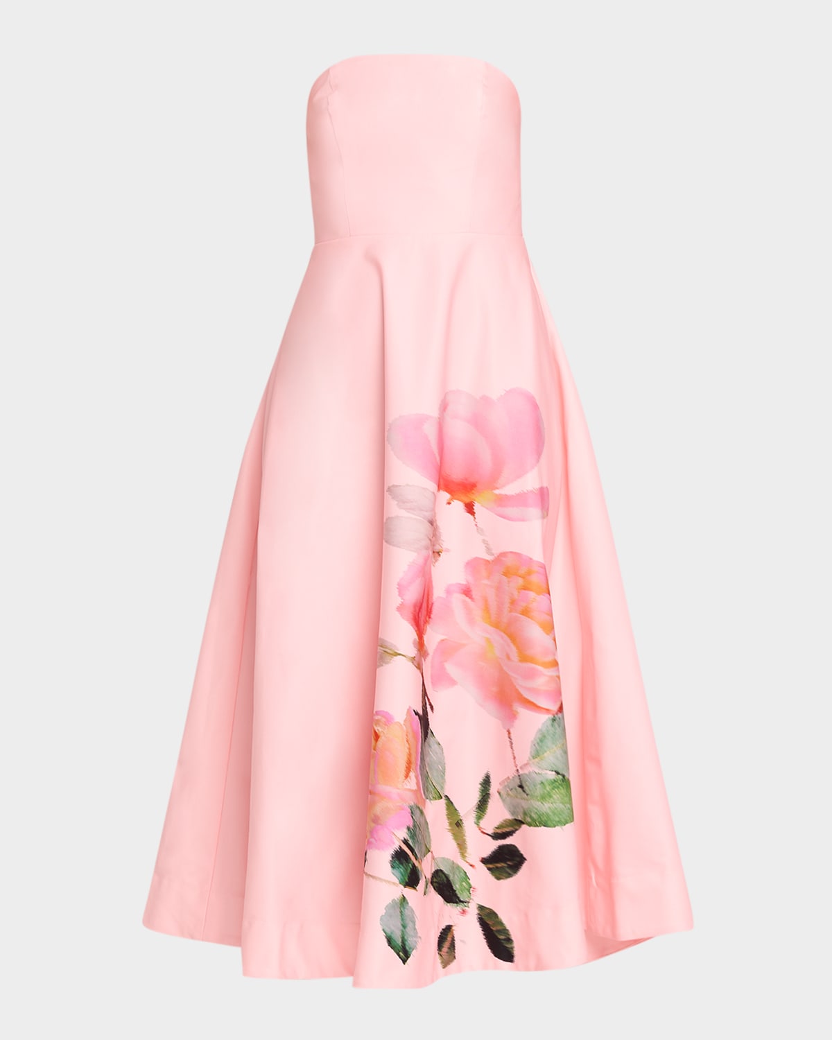 As It May Strapless Floral-Print Midi Dress