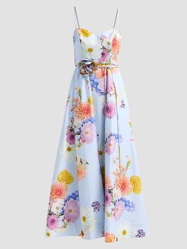 As It May Women's Eirene Floral Tie-Waist Maxi Dress