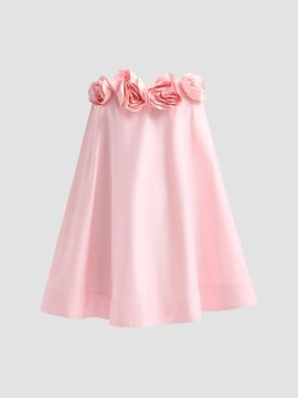 As It May Women's Nerisia 3D Floral Strapless Trapeze Minidress