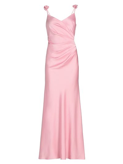 As It May Women's Satin V-Neck Draped Gown