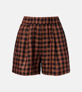 Asceno Asceno Checked linen shorts