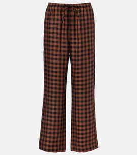 Asceno Asceno Checked linen wide-leg pants