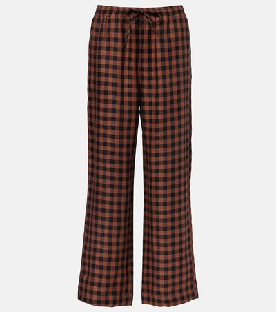 Asceno Asceno Checked linen wide-leg pants