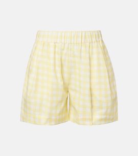 Asceno Asceno Gingham linen and cotton shorts