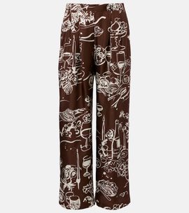 Asceno Asceno Isola printed silk twill wide-leg pants
